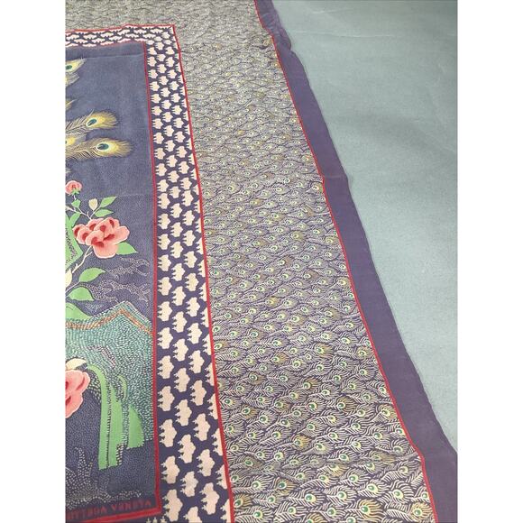 Vintage Peacocks 100% Silk Scarf - 34x30” - Picture 8 of 9